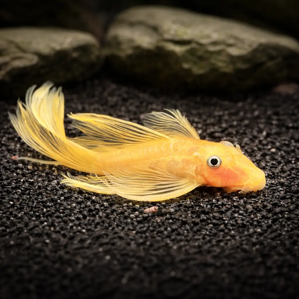 Ancistrus lemon long fin in an aquarium