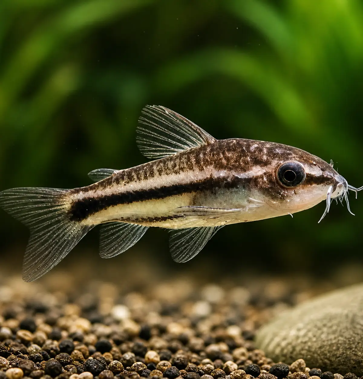 Pygmy corydoras in an aquarium