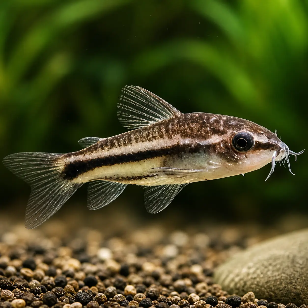 Pygmy corydoras in an aquarium